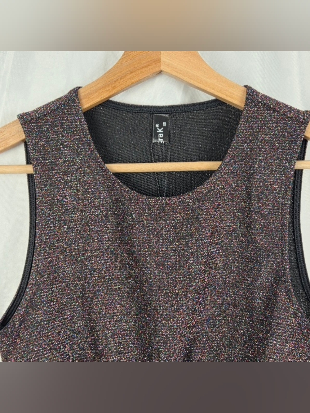 Allegra K Multicolor Metallic Sparkle Sleeveless Crop Top Black Lining Size XS - Picture 5 of 16